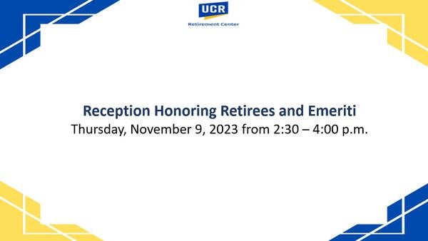 November 9 Reception Honoring Retirees and Emeriti