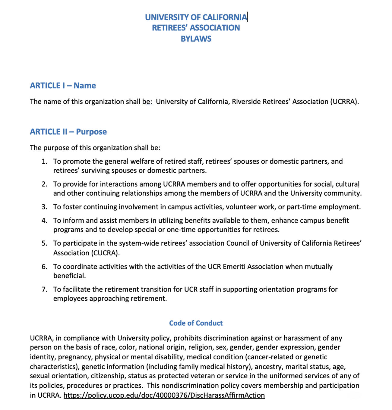 UCRRA Bylaws - amended 2024 - page 1