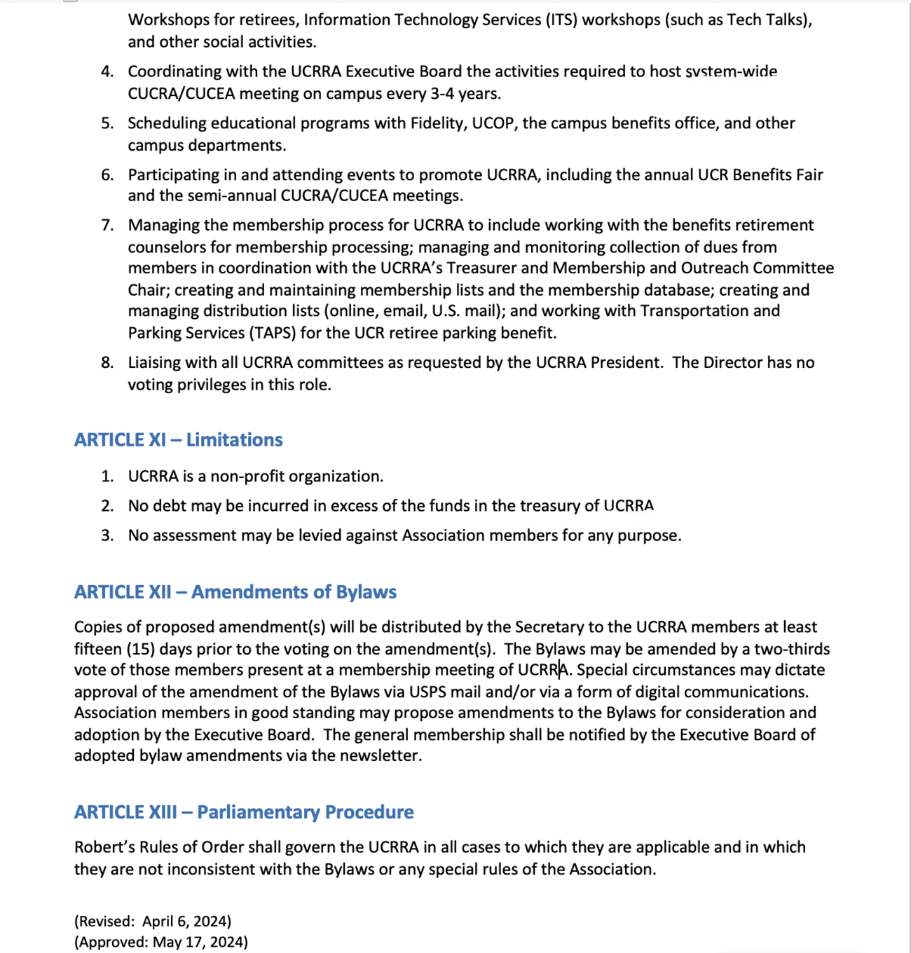 UCRRA Bylaws - amended 2024 - page 8